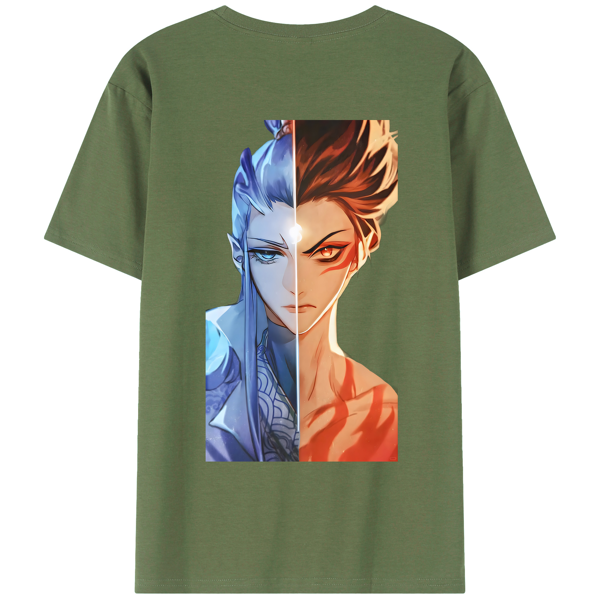 （画像用） Ne Zha 2 ナタ 魔童の大暴れ 綿100％ メンズ半袖Tシャツ（バックプリント） 通気性